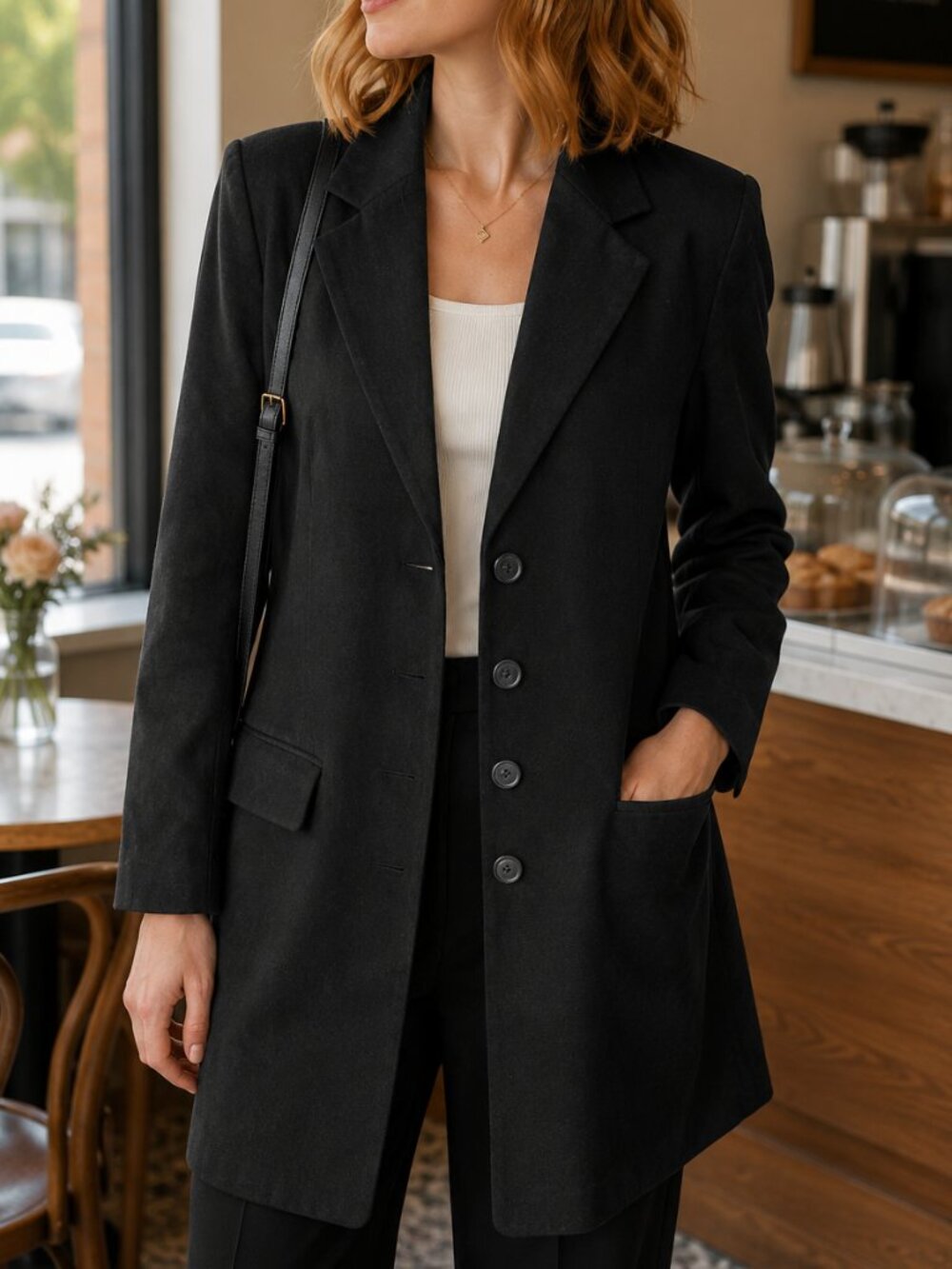 🇨🇦  Vintage Classique Collections Black Suede-Like Blazer in great condition